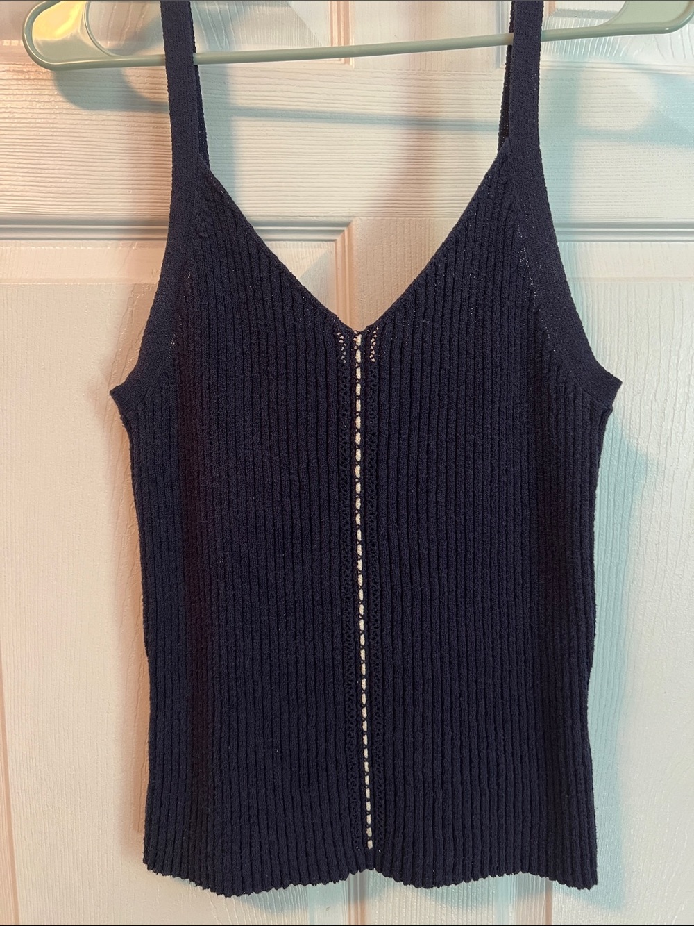 Navy knit Ribbed V-Neck Knit Camisole- medium